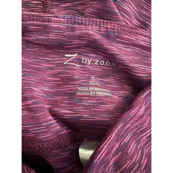 Z by Zobha Purple Space Dye Leggings Size Small Athleisure Athletic Zip Pockets - Picture 6 of 7